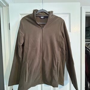 Green Lands End Women’s Zip-Up Fleece Jacket - size large